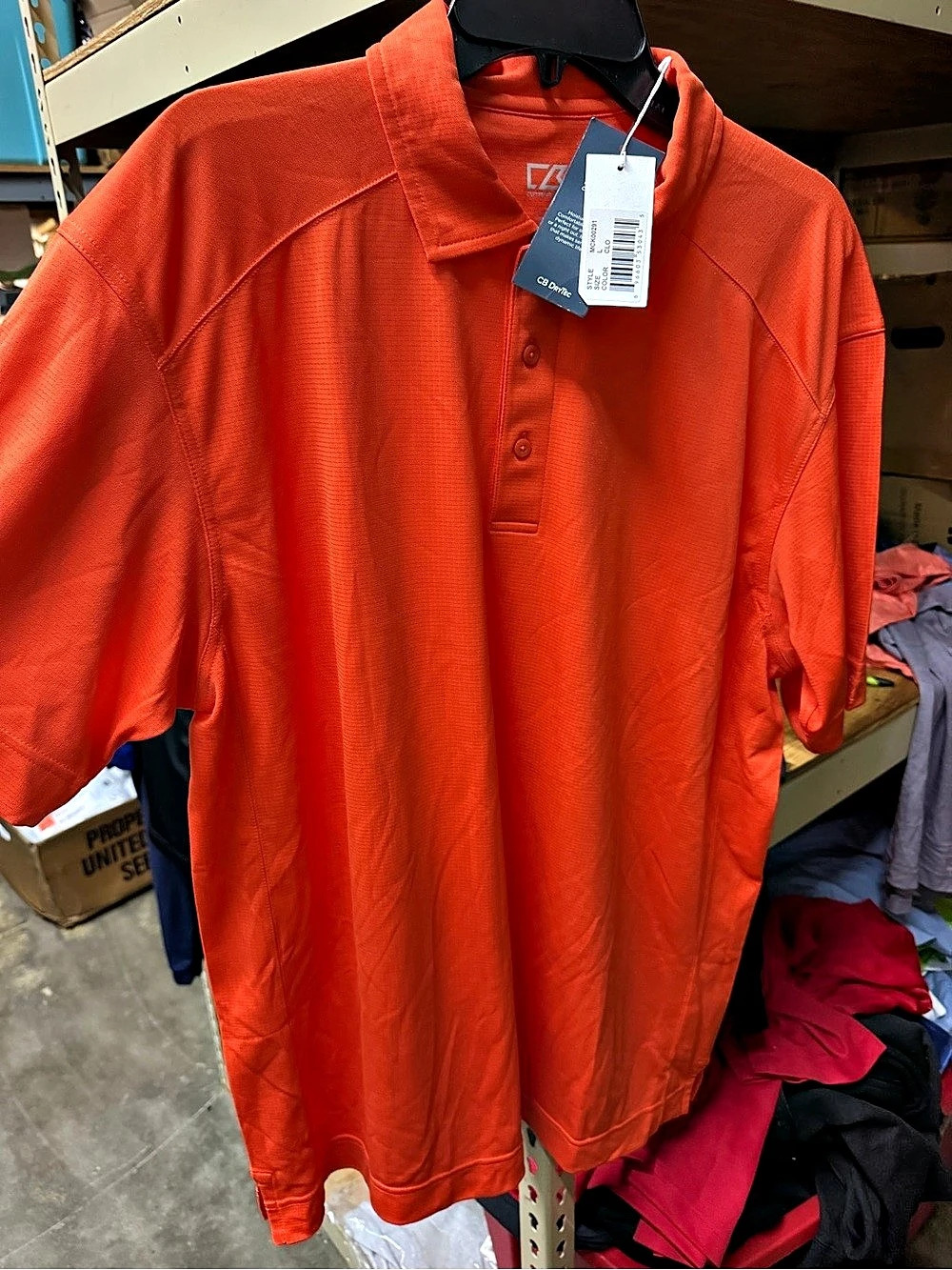 Cutter & Buck CB DryTec polo Men's Orange Polo Size Large NWT